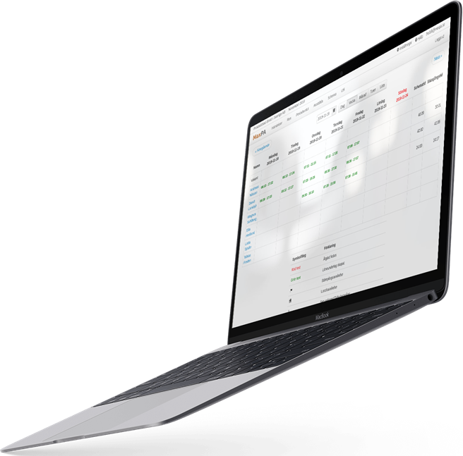 Image of a macbook display the calender dashboard